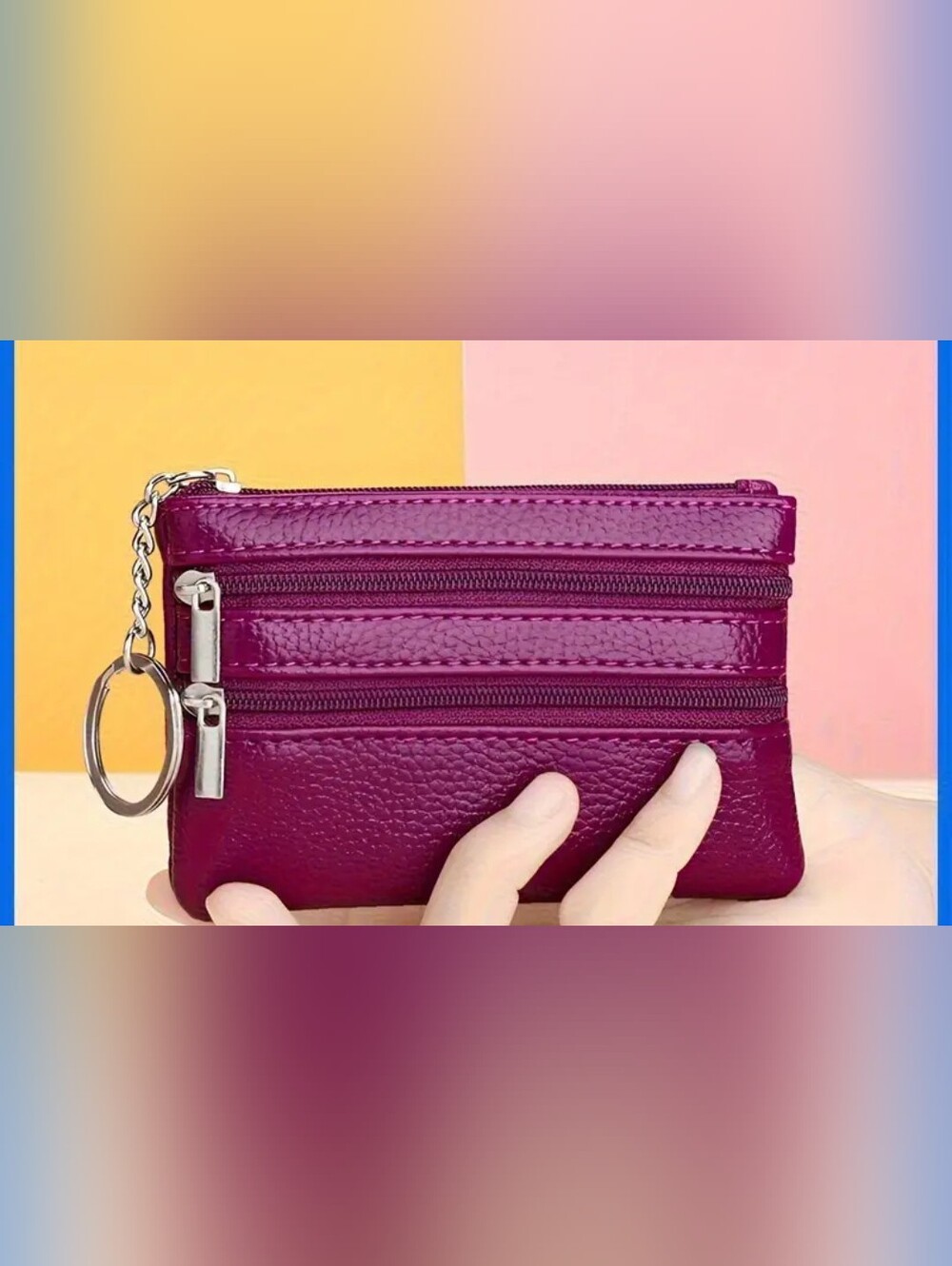 👛🪙🔑 New Purple Pebbled Faux Leather Mini Coin Pouch & Keychain Wallet👛🪙🔑